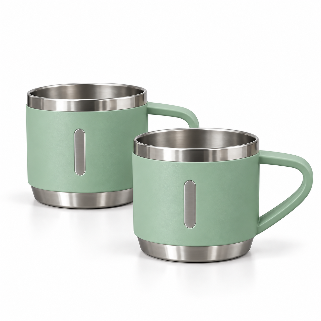 500ml Stainless Steel Vacuum Flask Gift Set with 2 Matching Cups – Green Secondary image