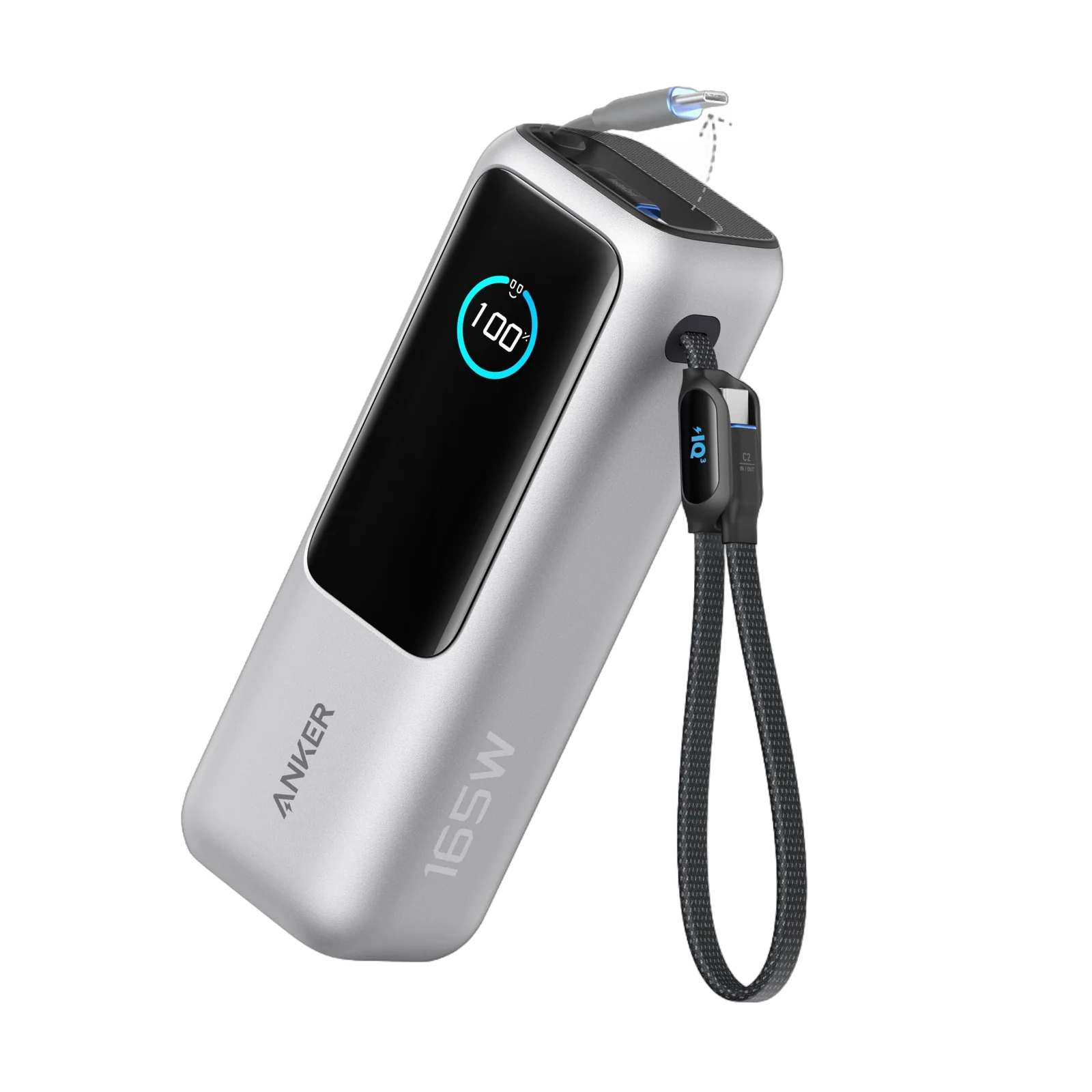 Anker 25K 165W Power Bank with Built-In Retractable Cables