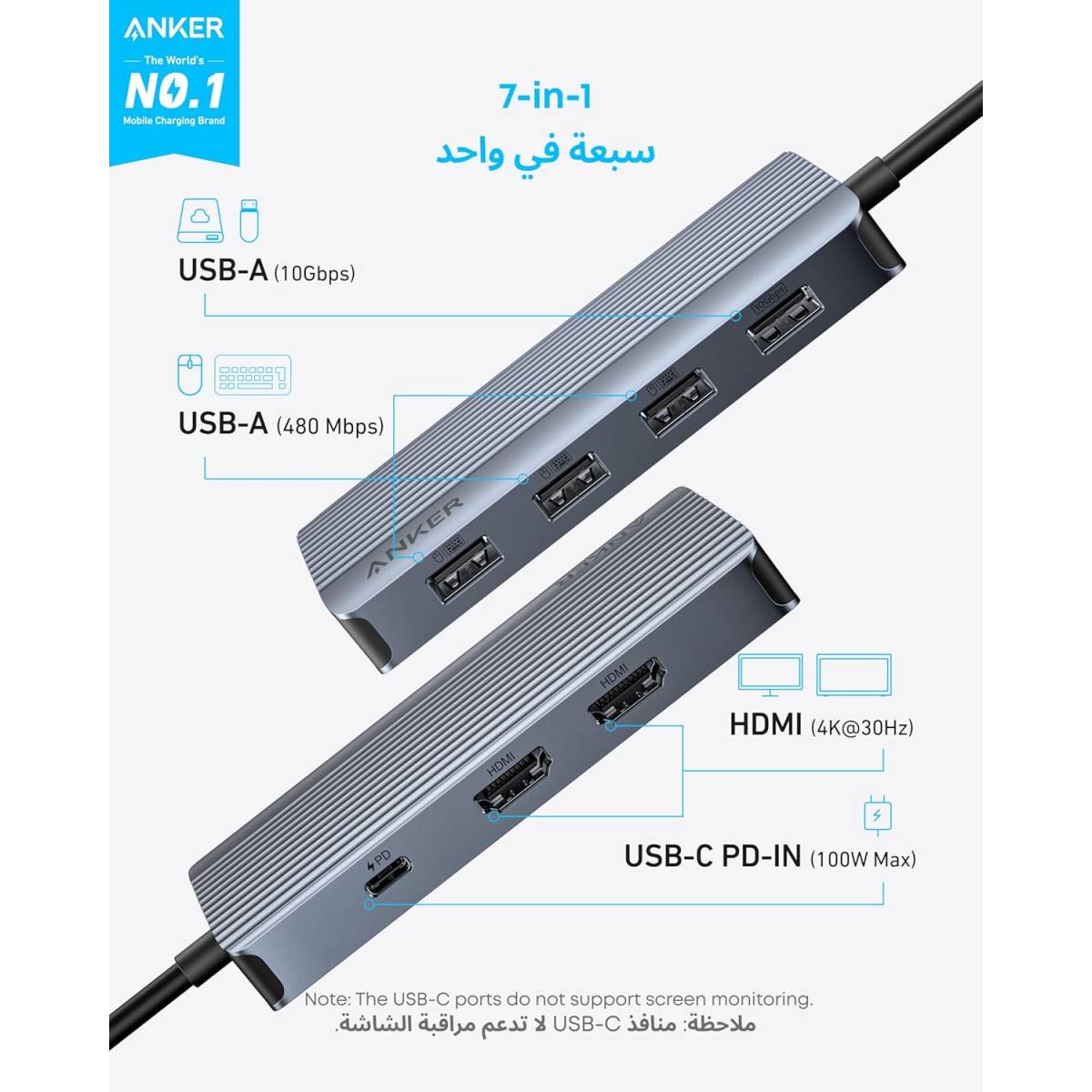 Anker 7-in-1 USB-C Hub Dual Display Secondary image
